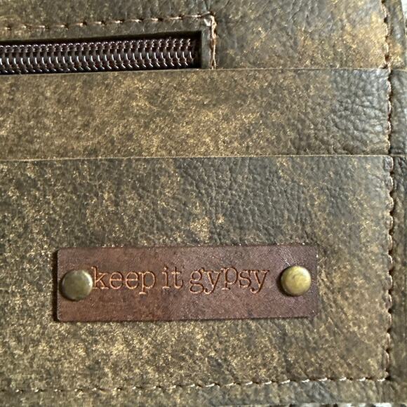 NWT Keep it Gypsy Upcycled Leather Cheetah Print Fur Gold Western Wallet - Picture 4 of 8